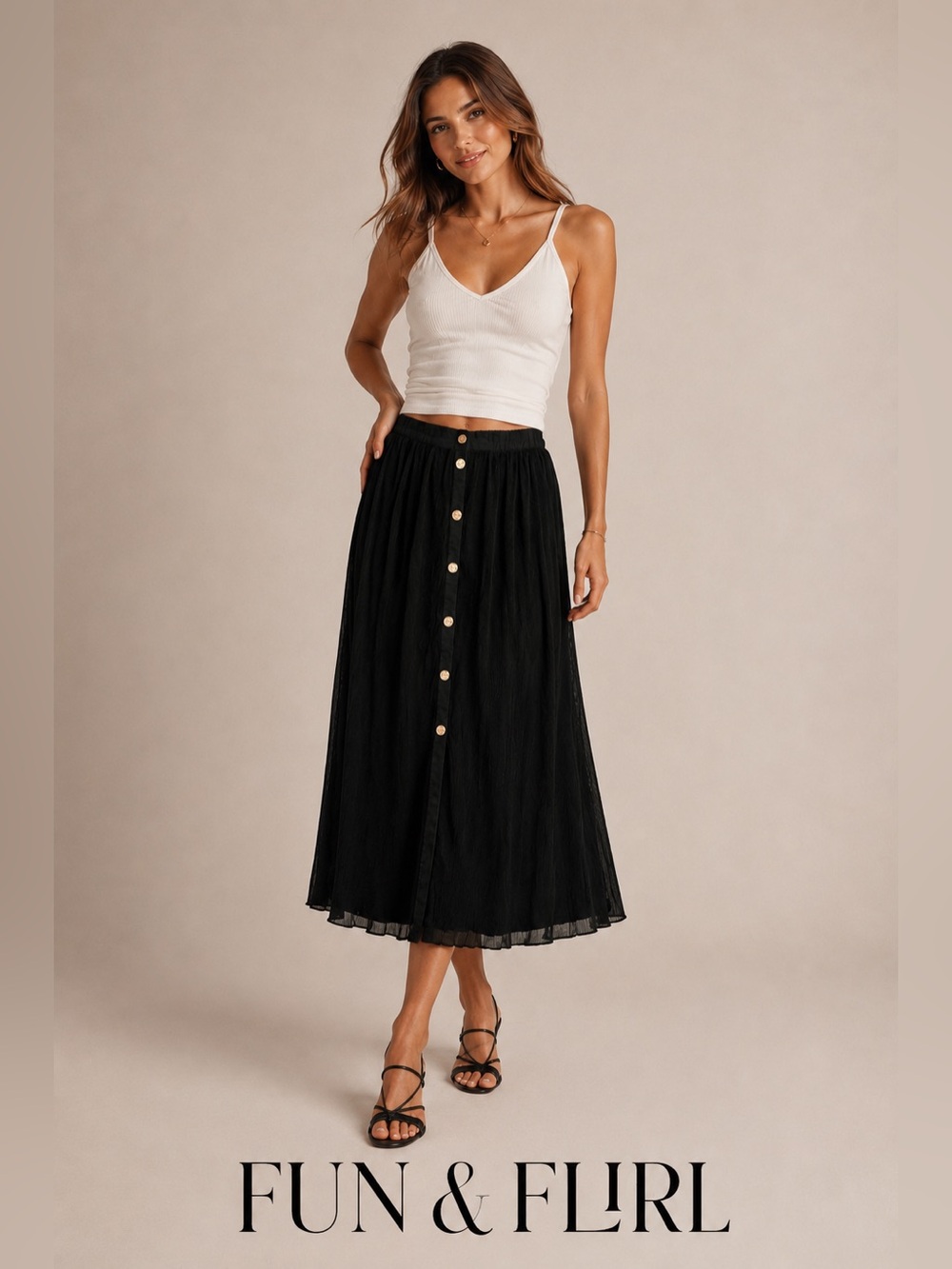Fun & Flirt Black Button-Front Maxi Skirt